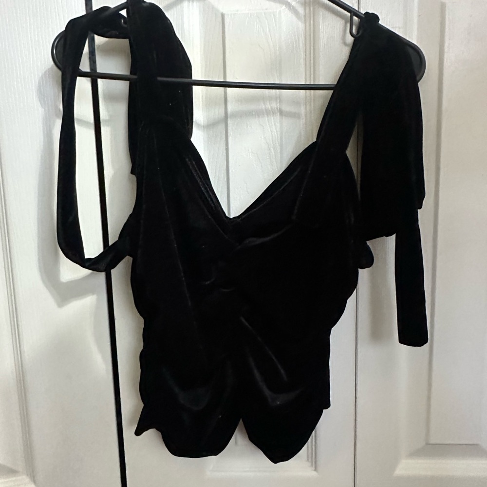 Express Black Ruched Tie Front Sleeveless Tank Top